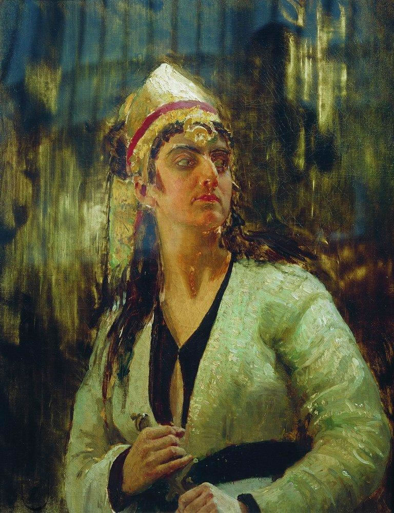 Илья Ефимович Репин. "Женщина с кинжалом". 1870-е.