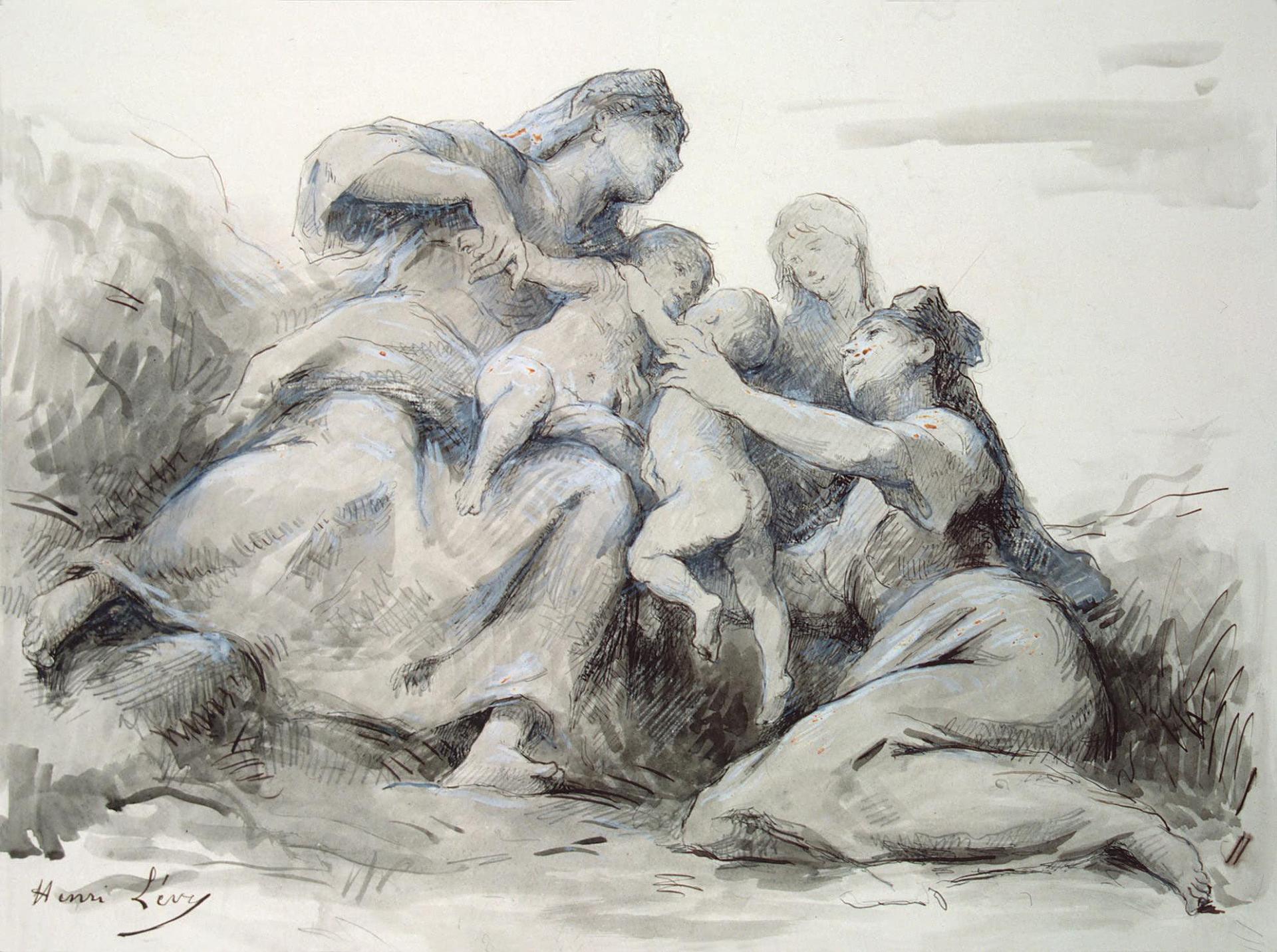 Анри Леопольд Леви. "Три женщины с детьми". 1893?