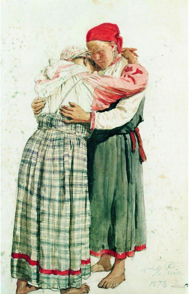 Илья Ефимович Репин. "Две женские фигуры (Обнимающиеся крестьянки)". 1878.