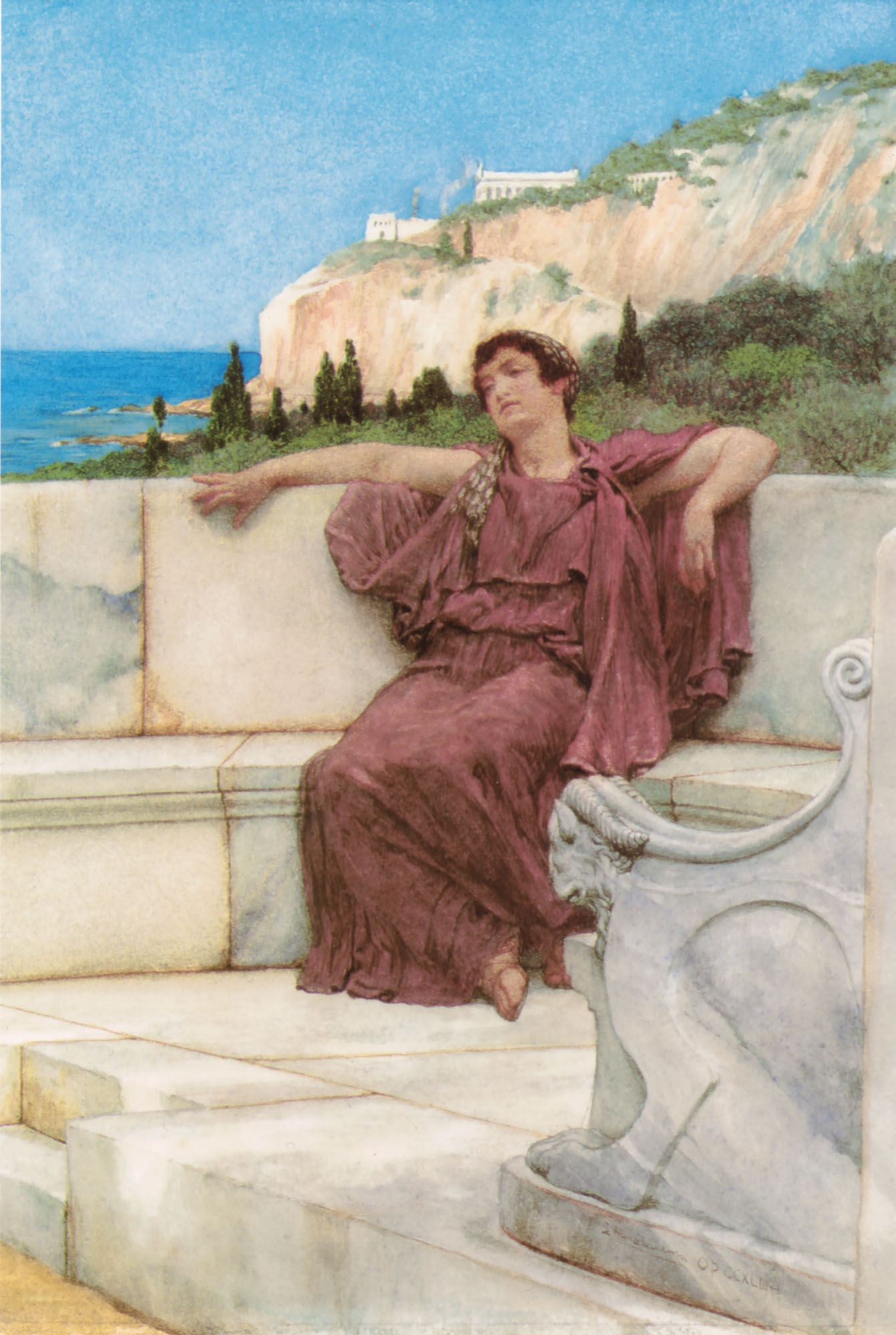 Лоуренс Альма-Тадема. "Фигура отдыхающей женщины (Приятное безделье)". 1882.